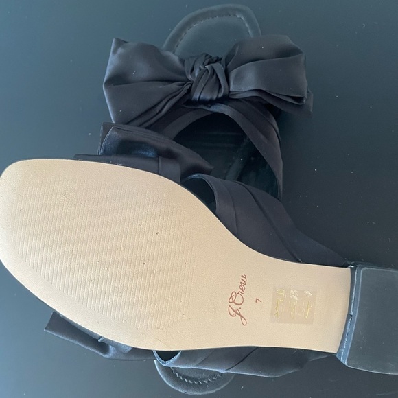 JCrew Abbie black slip on sandal big satin bow size 7 very feminine - Picture 3 of 5